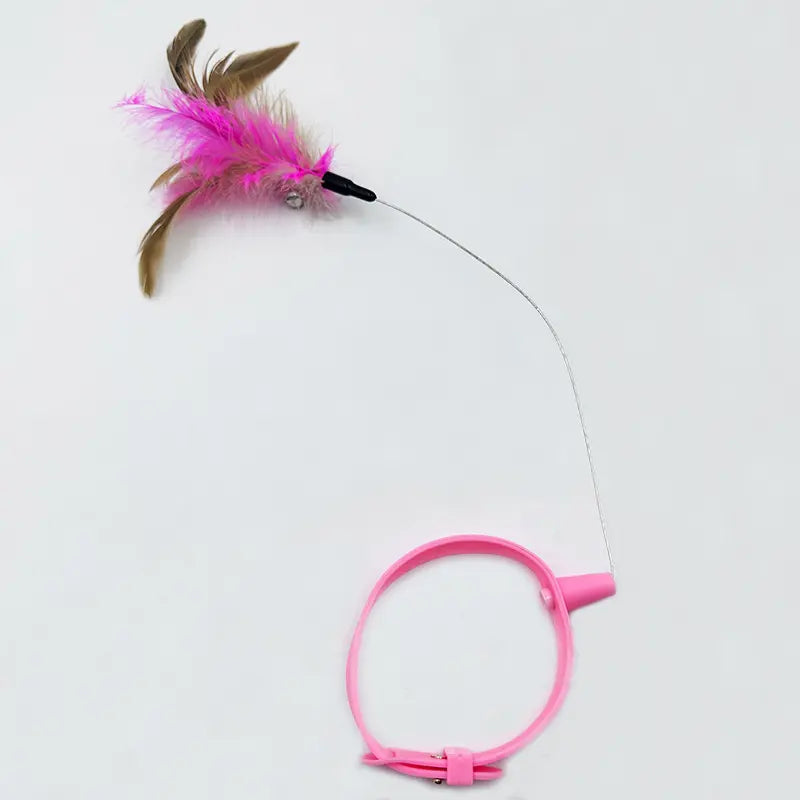 Feather Fun Indoor Cat Toy Set - Adjustable Collar, Teaser Wand & Kicker for Active Play and Training