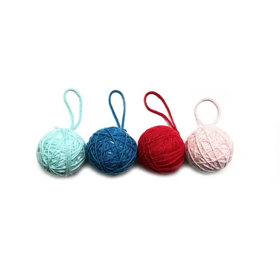 Colorful Cat Yarn Ball Teaser Set - 4 Interactive Stuffed Toys for Indoor & Outdoor Fun!