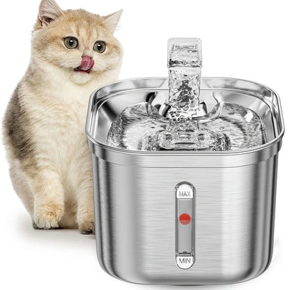 Premium 74Oz Stainless Steel Automatic Pet Water Fountain - Ideal Cat & Dog Water Dispenser