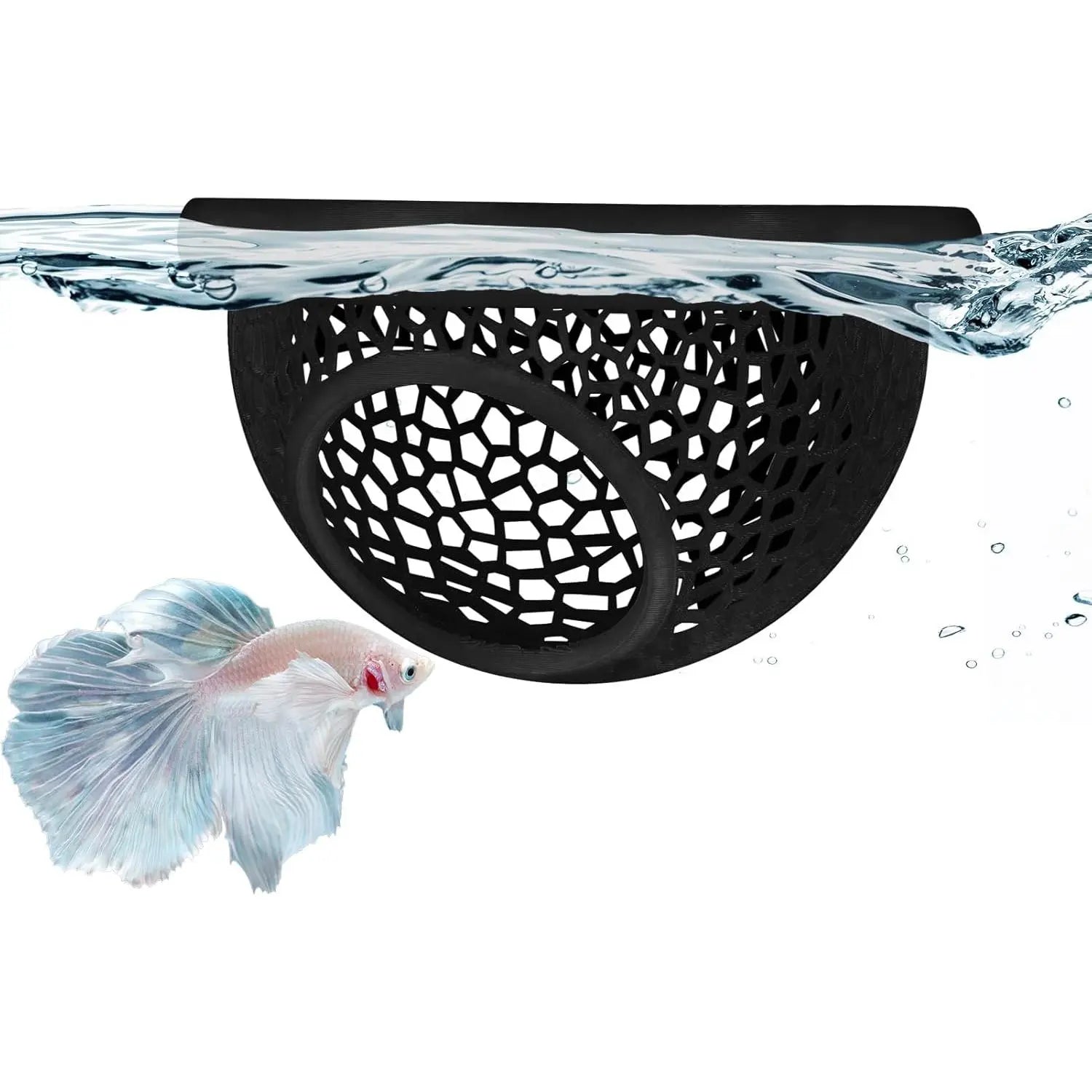 Floating Betta Hide & Shrimp Cave - Multi-Functional Hammock and Feeding Ring for Betta Fish, Shrimp & Small Aquatic Pets