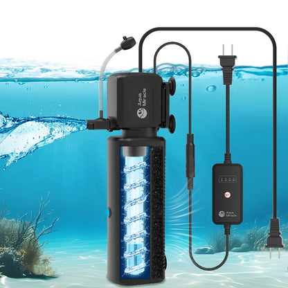 Aquamiracle U-V Light Aquarium Filter with Timer & Aeration - Perfect for Crystal Clear Fish Tanks and Turtles!