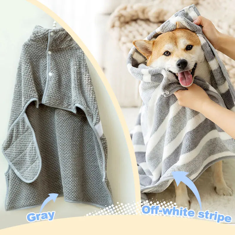 Super Absorbent Two-Color Dog Bathrobe Towels - Quick-Drying & Adjustable for Small, Medium, and Large Dogs!