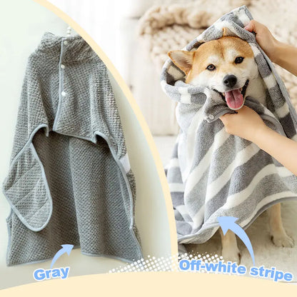 Super Absorbent Two-Color Dog Bathrobe Towels - Quick-Drying & Adjustable for Small, Medium, and Large Dogs!