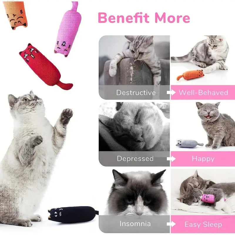 Vibrant Catnip Chew & Teaser Toy - Durable Interactive Fun for Indoor Cats!