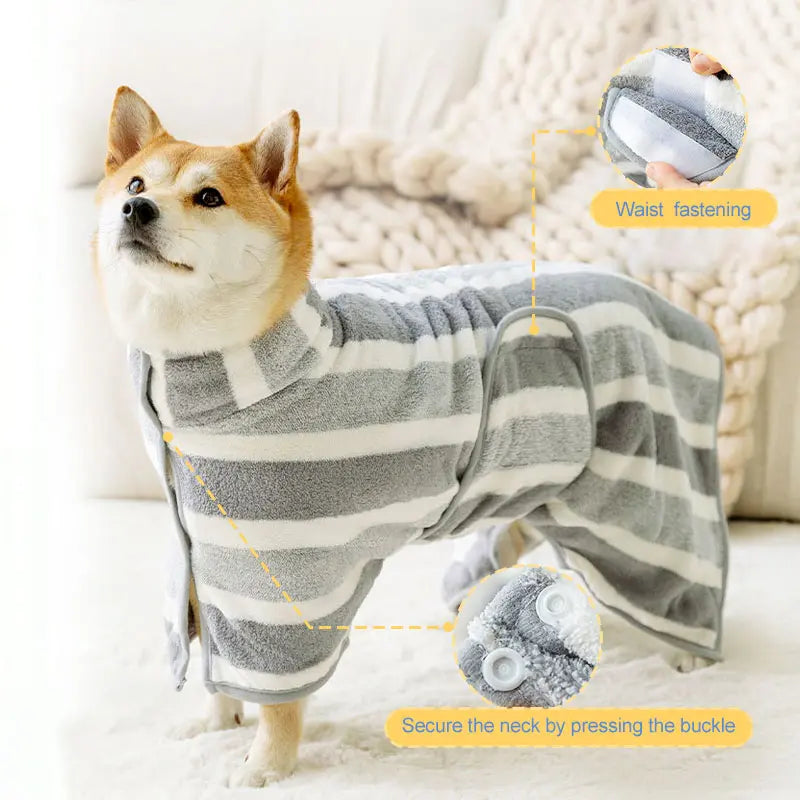 Super Absorbent Two-Color Dog Bathrobe Towels - Quick-Drying & Adjustable for Small, Medium, and Large Dogs!
