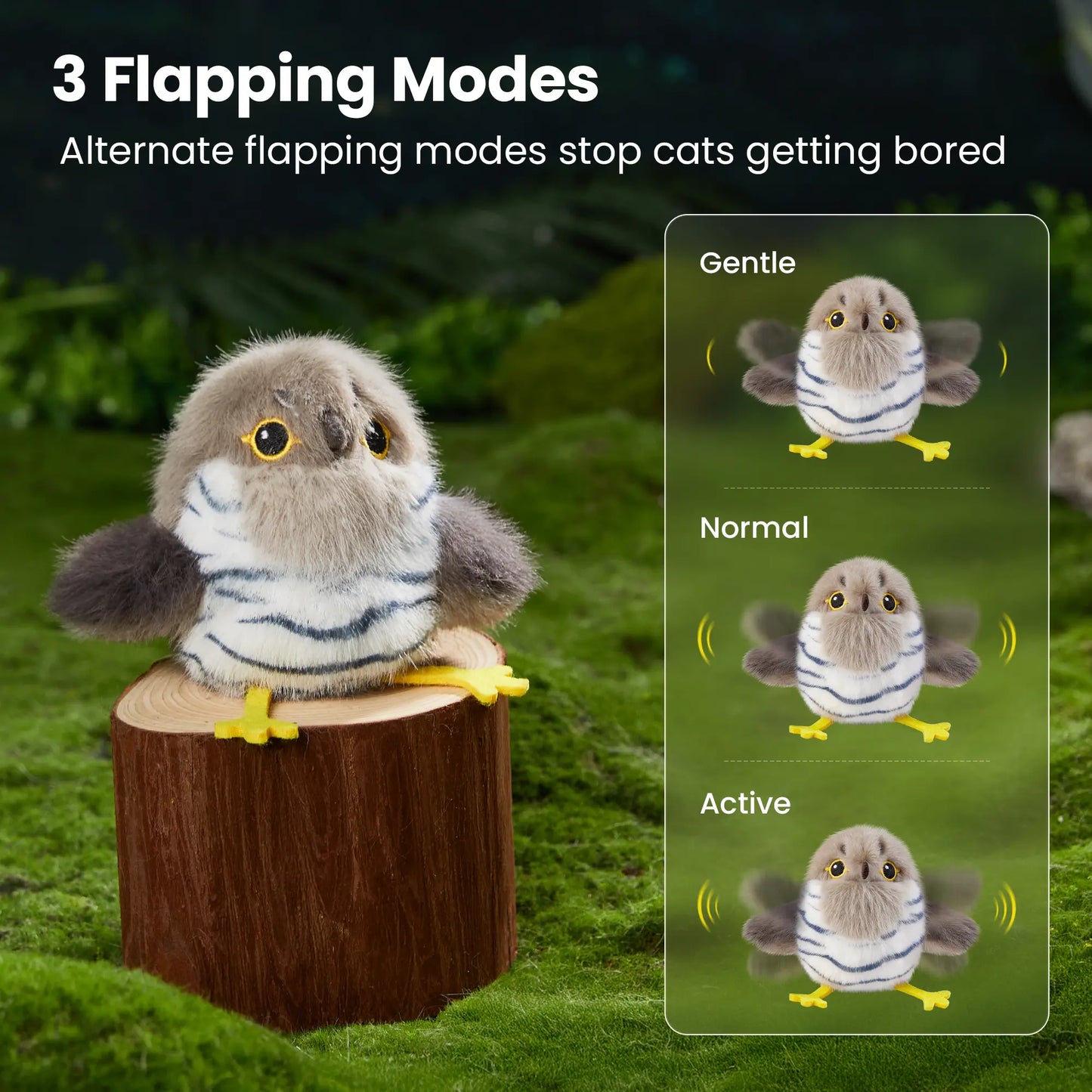 Potaroma Interactive Flapping Bird Cat Toy – Realistic Chirping & Rechargeable Fun for Cats & Kittens (5.1" – Cuckoo)