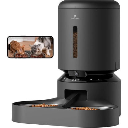 PETLIBRO 5L Automatic Cat Feeder with HD Camera & Night Vision - 2-Way Audio, 5G Wifi, Dual Tray, Alerts for Cats & Dogs - Perfect for Multi-Pet Households