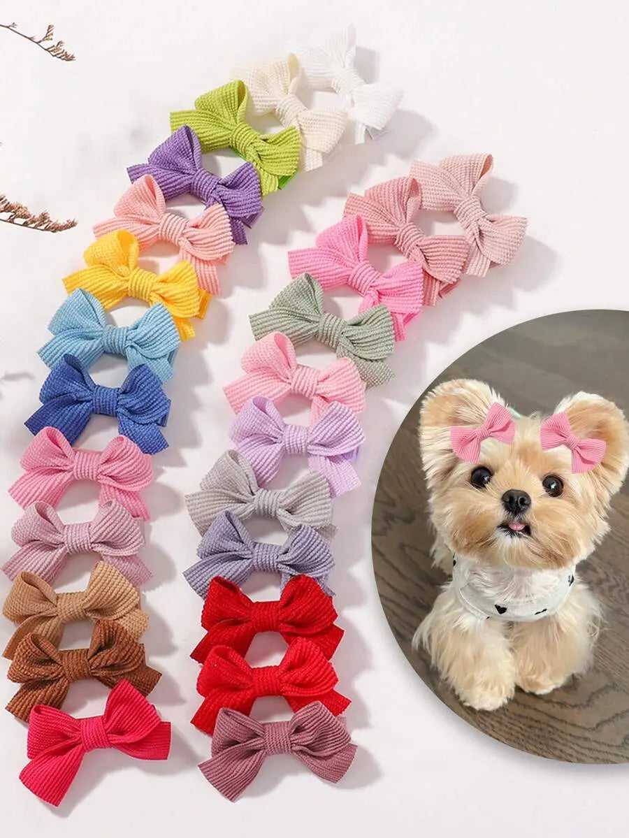 20 Pcs Adorable Pet Hair Bows & Headbands for Small Dogs - Perfect Grooming Accessories for Holidays, Parties, and Everyday Style!
