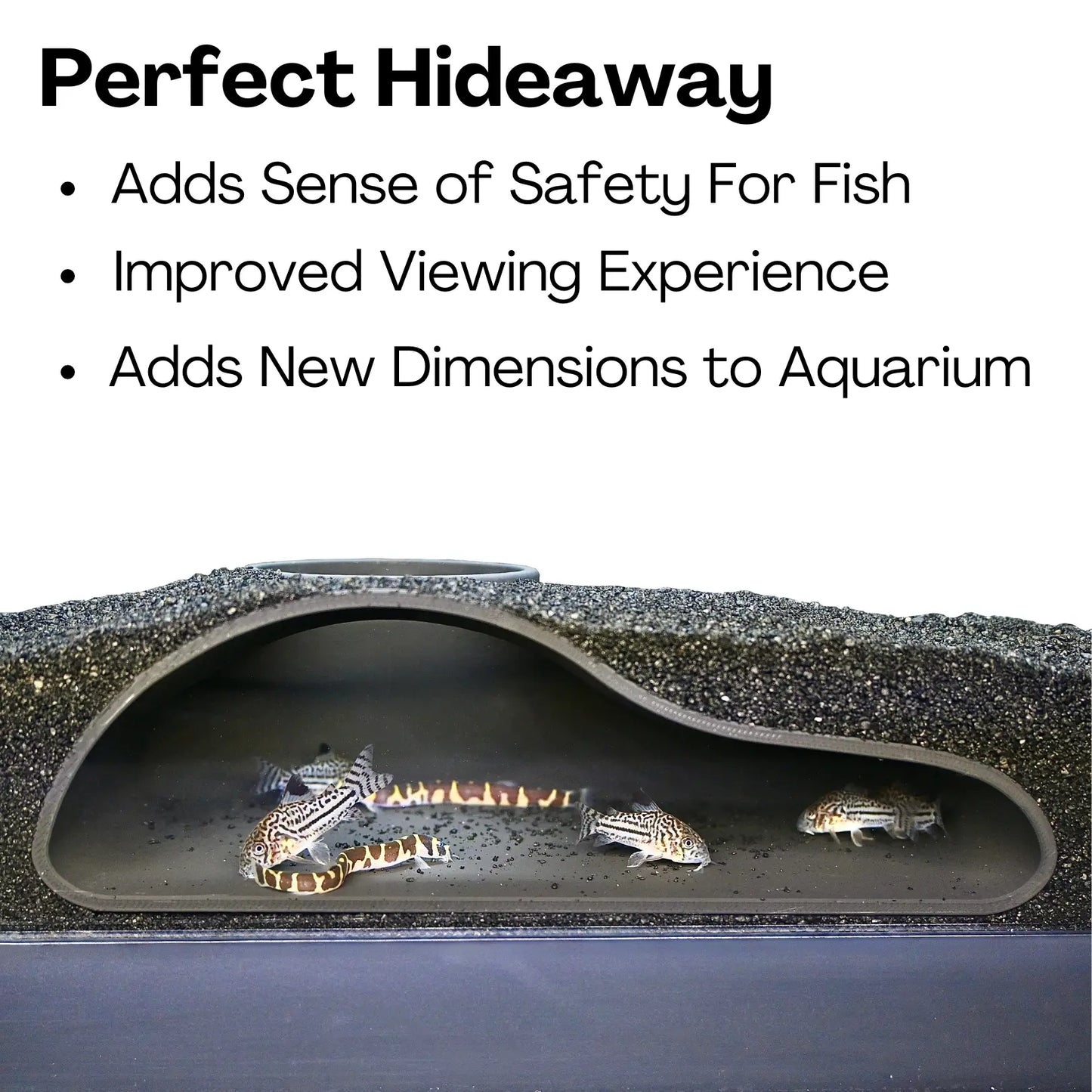 Natural Curve Aquarium Underground Tunnel Cave - Perfect Hideout for Fish & Shrimp, Ideal for Corydora Catfish, Kuhli Loach, Clown Loach, and Pleco