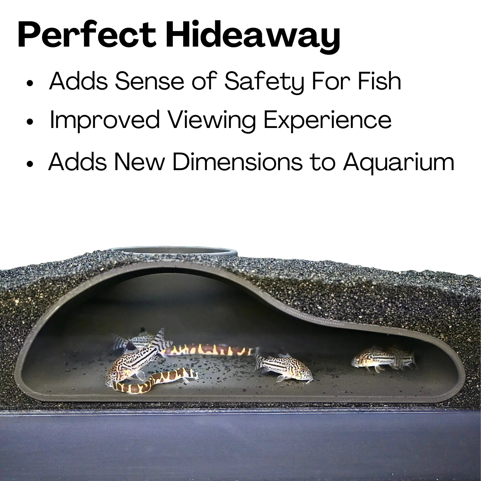 Natural Curve Aquarium Underground Tunnel Cave - Perfect Hideout for Fish & Shrimp, Ideal for Corydora Catfish, Kuhli Loach, Clown Loach, and Pleco