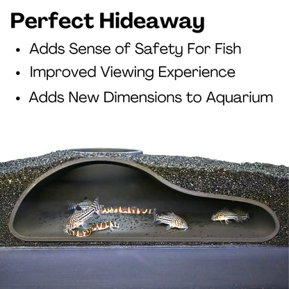 Natural Curve Aquarium Underground Tunnel Cave - Perfect Hideout for Fish & Shrimp, Ideal for Corydora Catfish, Kuhli Loach, Clown Loach, and Pleco