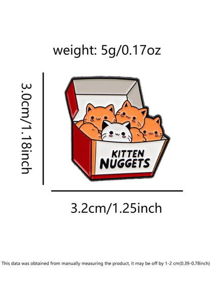 Adorable Kitten Nuggets Cat Food Box Badge - Perfect Gift for Cat Lovers and Trendy Pet Owners!