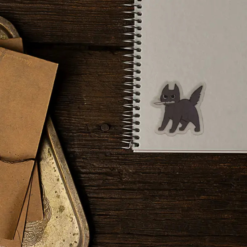 Spooky Black Cat Murder Mystery Sticker