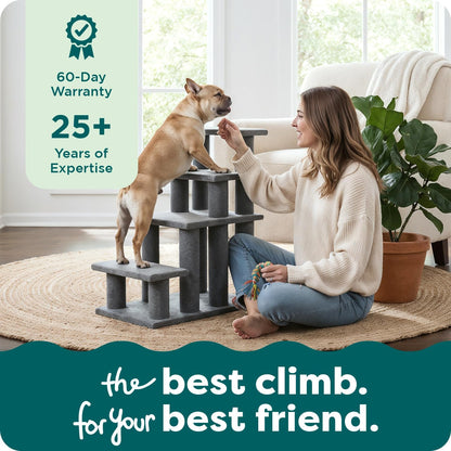 Steady Paws Multi-Step Pet Stairs for High Beds & Sofas - Cream, 3-Step