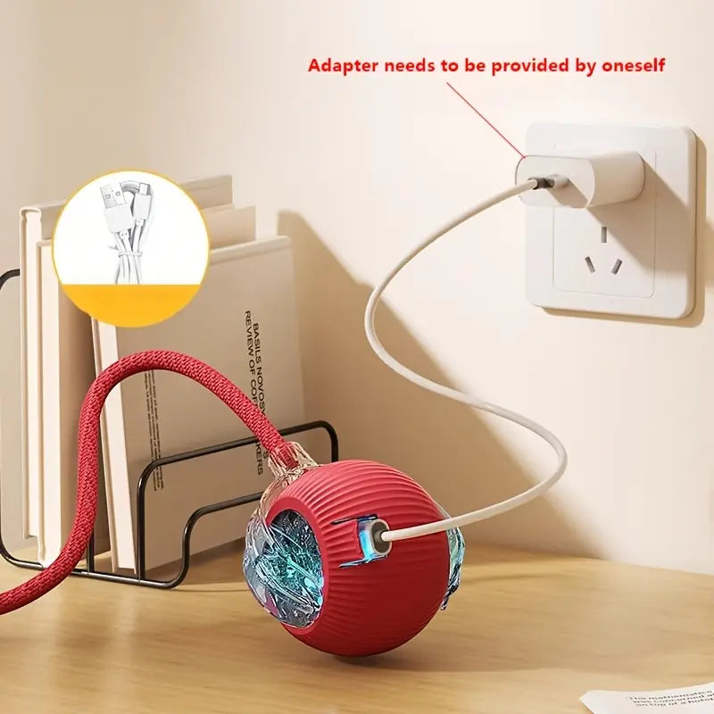 Interactive USB Rechargeable Cat Toy Ball with Colorful Lights - Automatic Fun for Indoor Kittens!