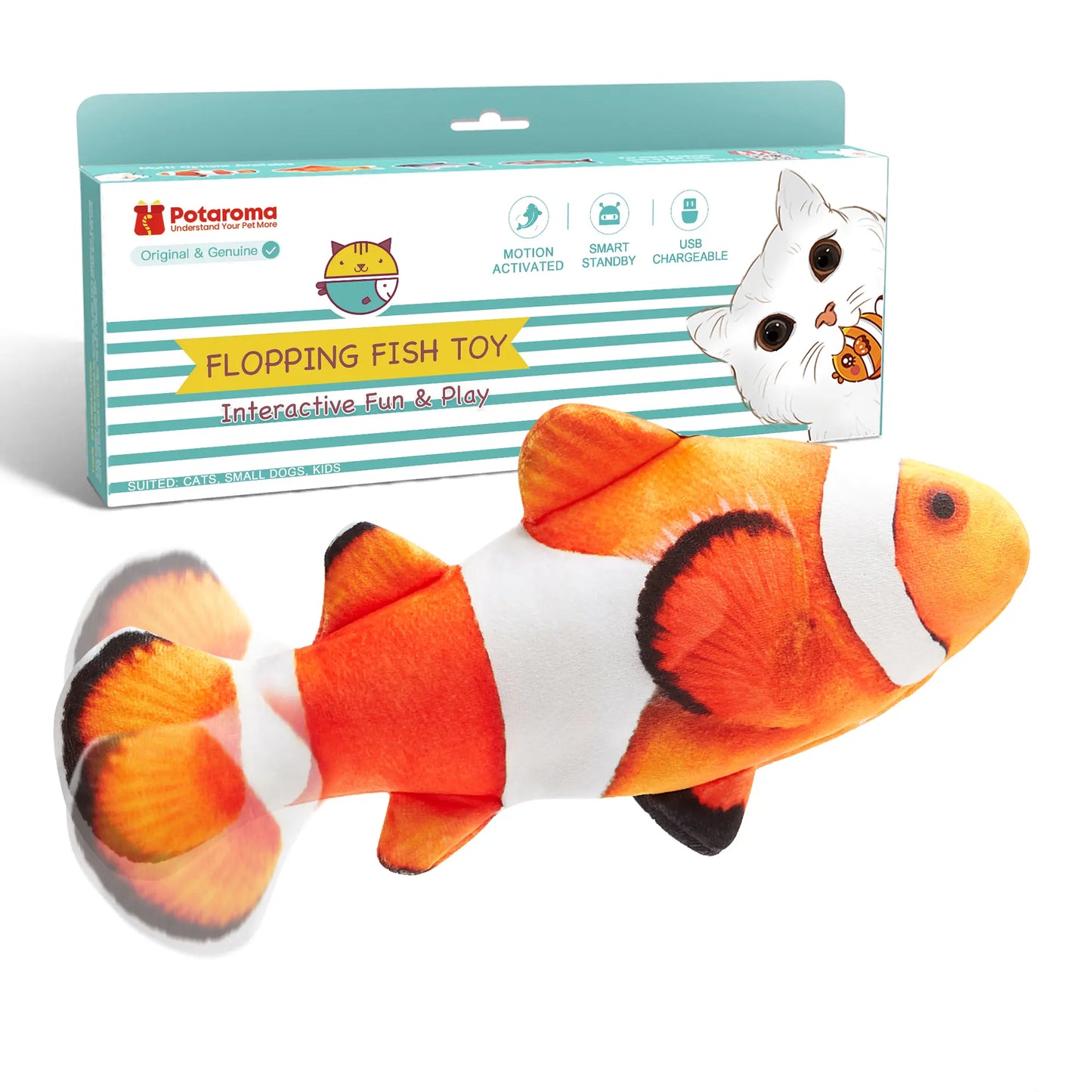 Flapping Flopping Fish Cat Toy - Interactive Motion Kicker for Cats & Small Dogs, Perfect for Playtime Fun!