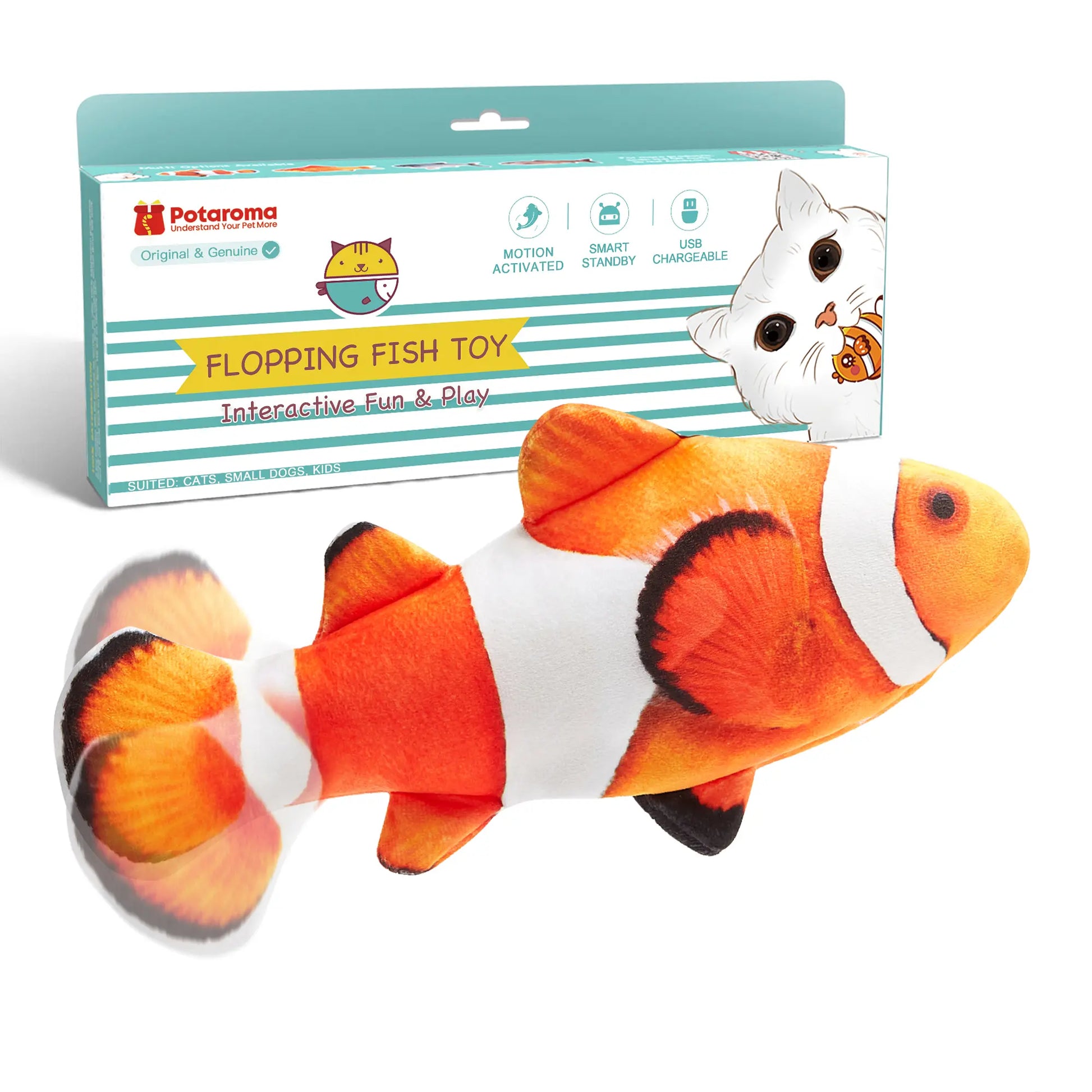 Flapping Flopping Fish Cat Toy - Interactive Motion Kicker for Cats & Small Dogs, Perfect for Playtime Fun!