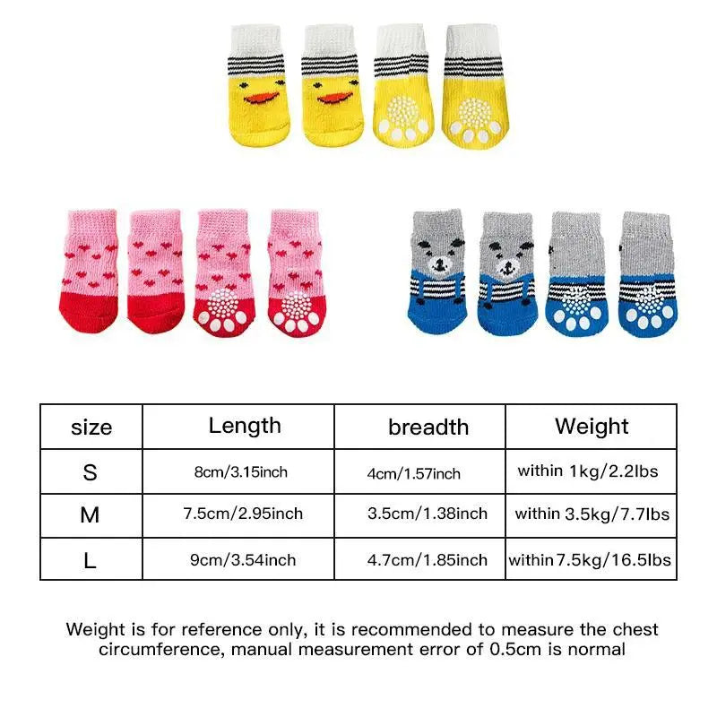 Adorable Cartoon Duck Pet Socks for Cats & Dogs - 2 Pairs of Non-Slip Soft Paw Protectors
