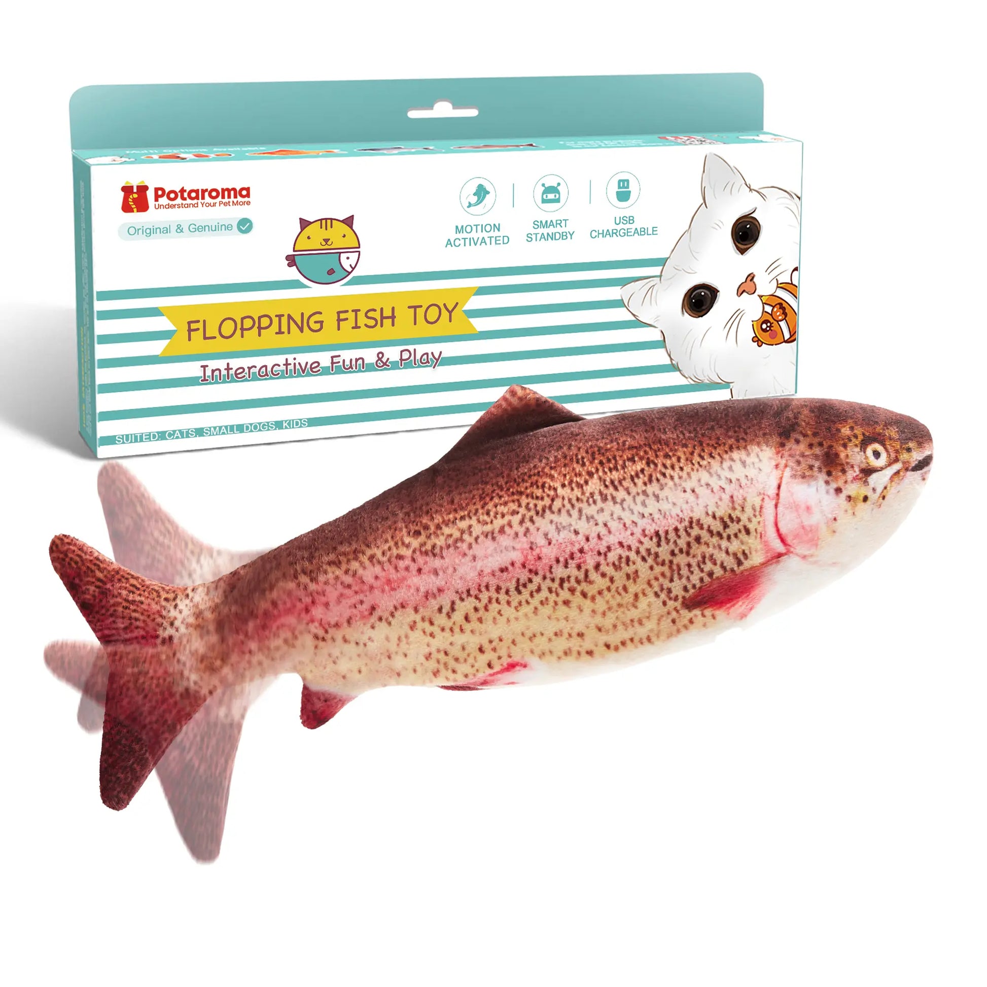 Flapping Flopping Fish Cat Toy - Interactive Motion Kicker for Cats & Small Dogs, Perfect for Playtime Fun!