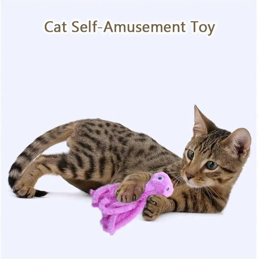 Adorable Cartoon Octopus Cat Toy - Durable Plush Teaser & Chew Toy for Cats & Dogs (Available in 1 or 3 Count)