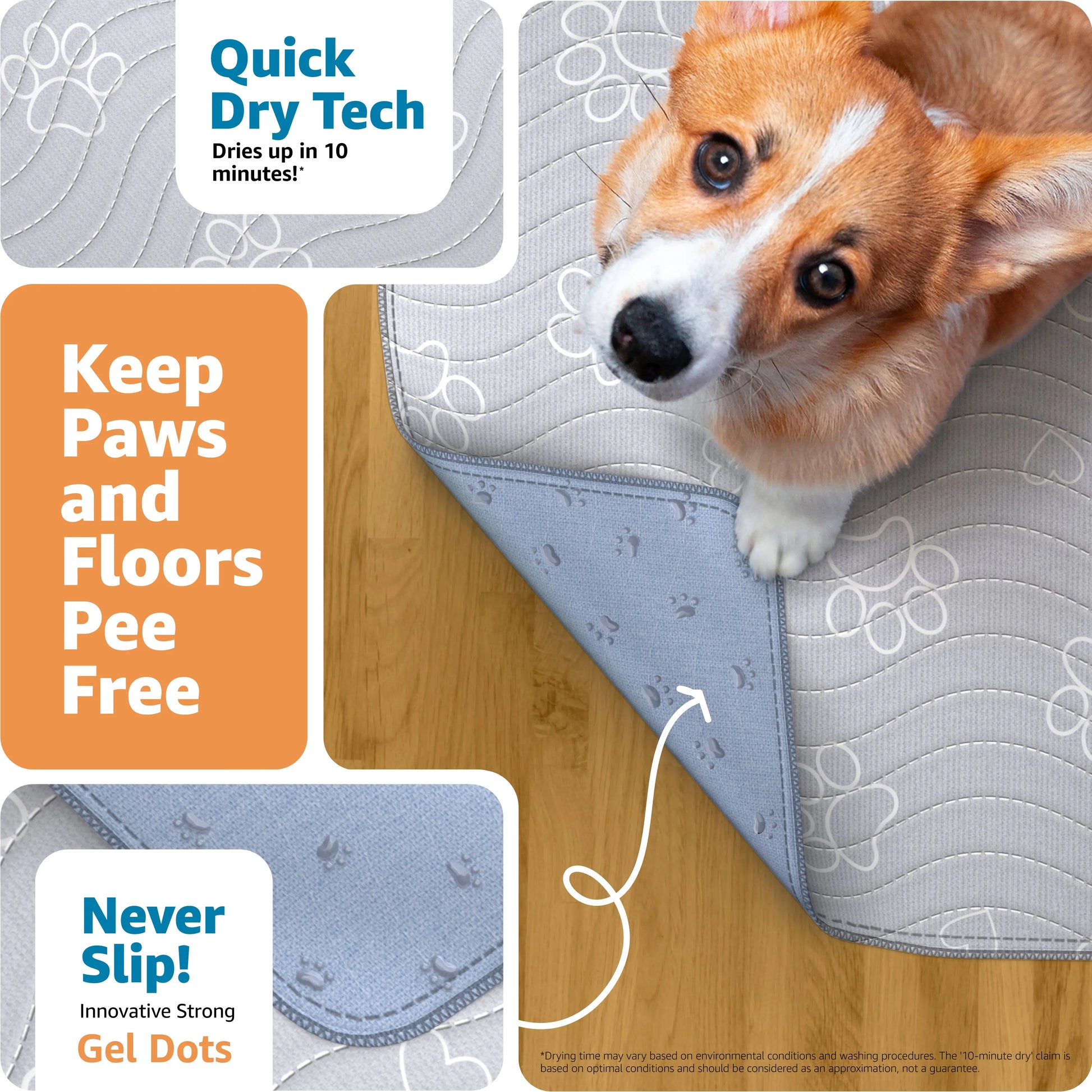 Improvia Washable Puppy Pads - Extra Absorbent & Leakproof Dog Training Pads - Waterproof & Quick Drying - Available in 4 Sizes for Ultimate Floor Protection