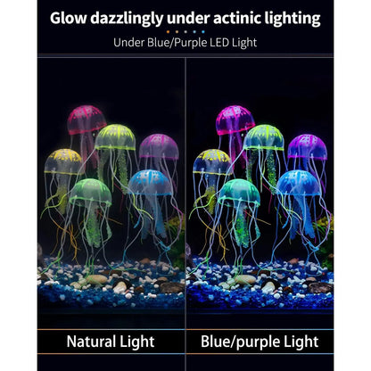 Vibrant 6-Pack Glowing Jellyfish Aquarium Ornaments - Enchanting Underwater Decor