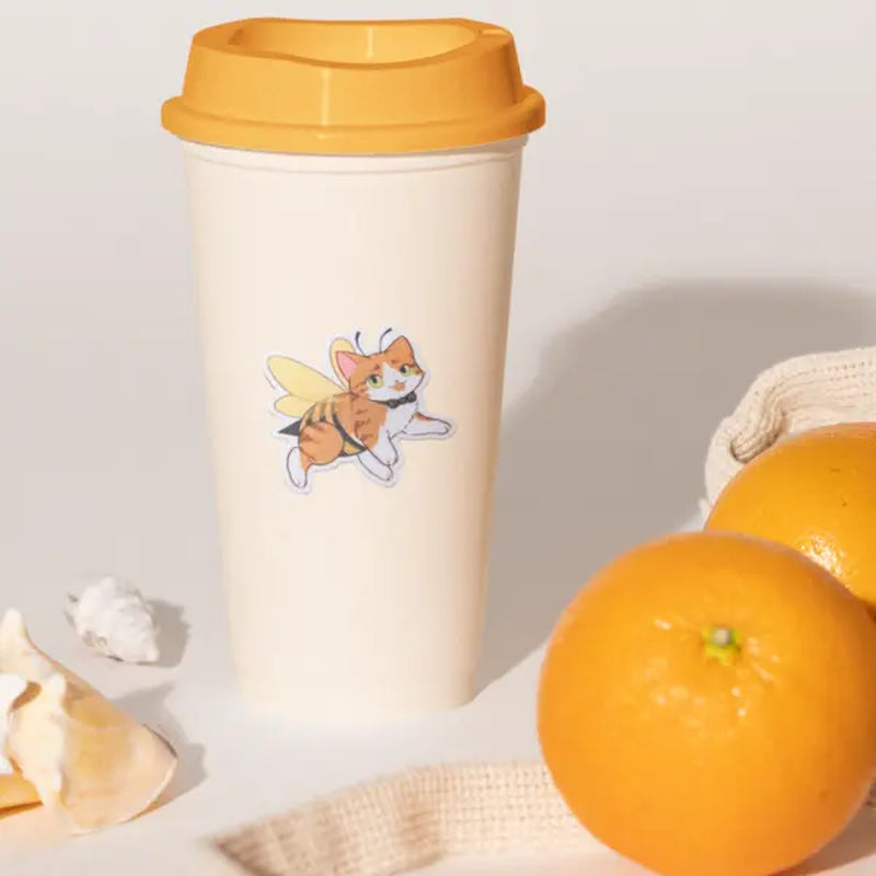Adorable Orange Cat Bee Costume Sticker - Perfect for Cat Lovers!