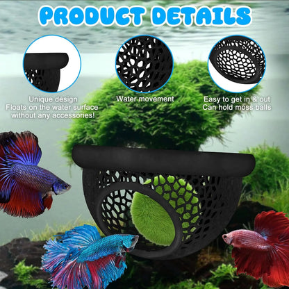 Floating Betta Hide & Shrimp Cave - Multi-Functional Hammock and Feeding Ring for Betta Fish, Shrimp & Small Aquatic Pets