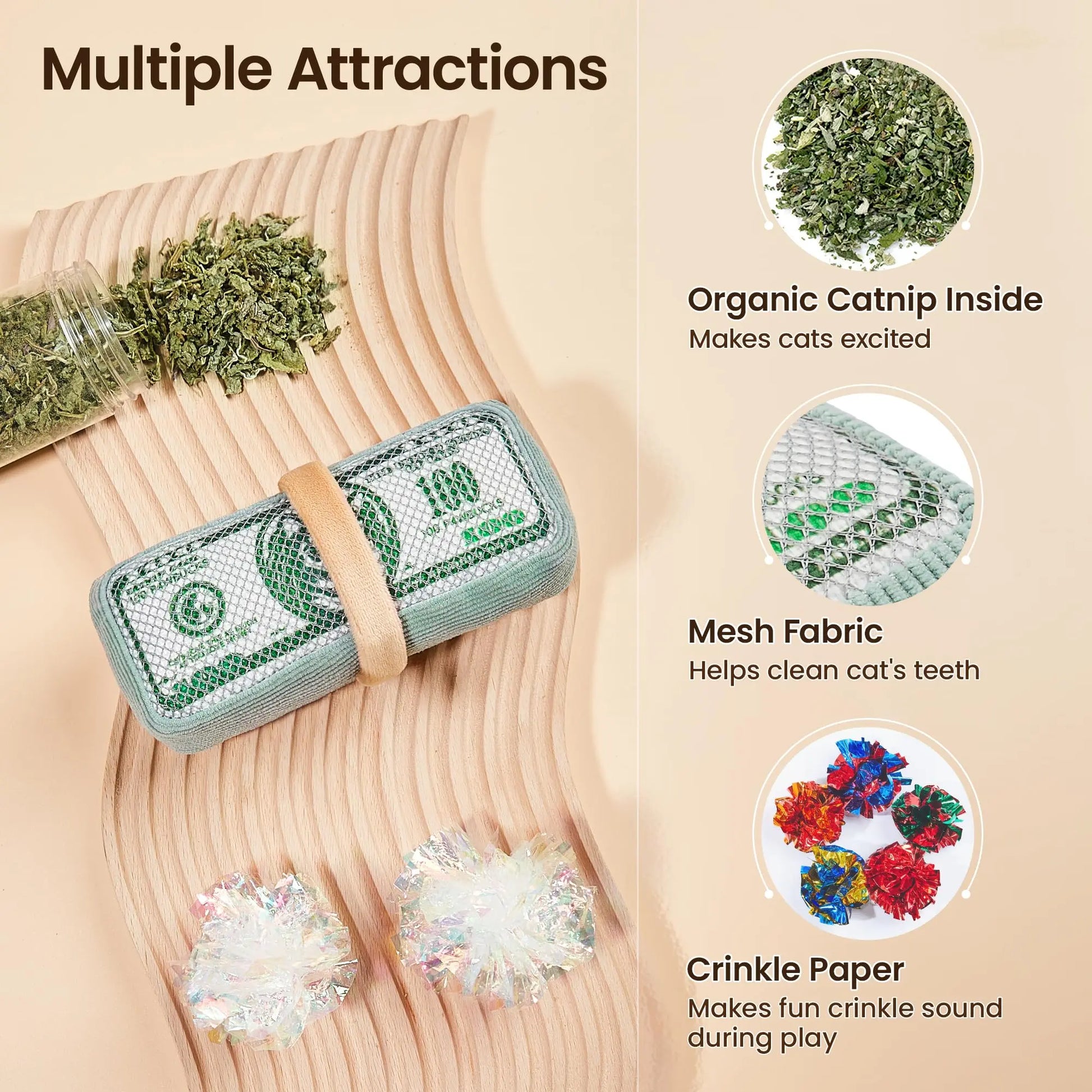  Catnip Dollar Toy - Interactive Kicker for Indoor Kittens, Teeth Cleaning Fun, 6 Inches of Playtime Bliss!