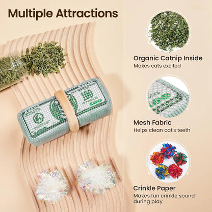  Catnip Dollar Toy - Interactive Kicker for Indoor Kittens, Teeth Cleaning Fun, 6 Inches of Playtime Bliss!