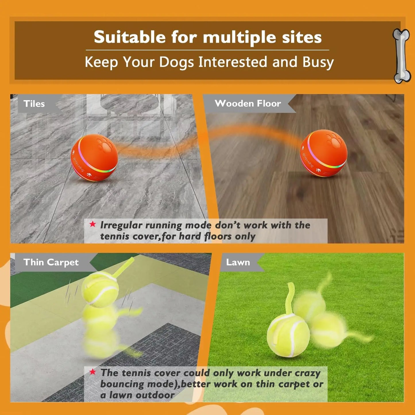 Upgraded Interactive Dog Ball - Durable Motion Activated Rolling Toy for All Dog Sizes, USB Rechargeable Fun!