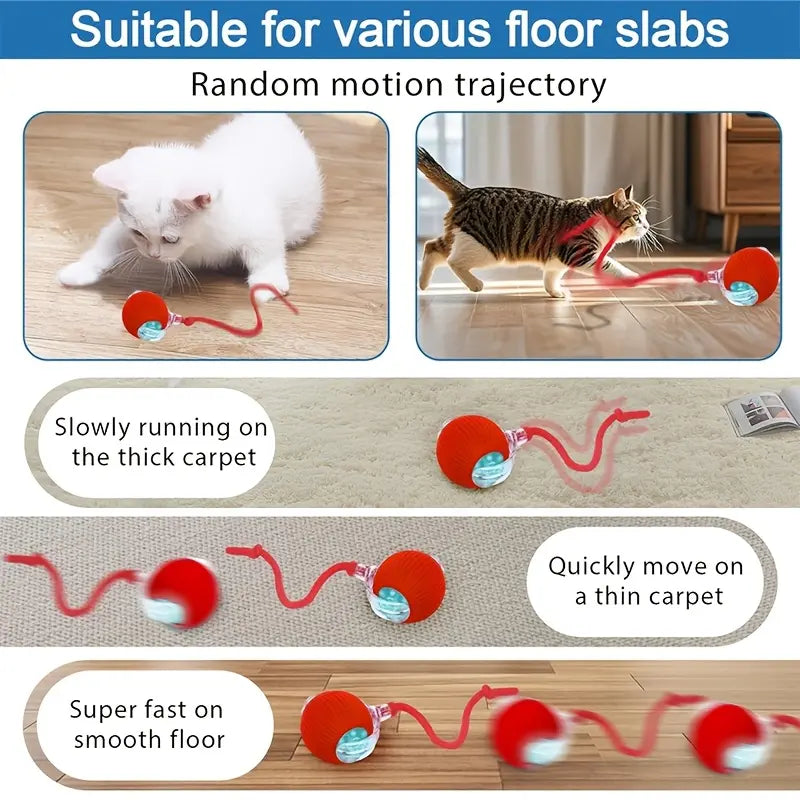Interactive USB Rechargeable Cat Toy Ball with Colorful Lights - Automatic Fun for Indoor Kittens!