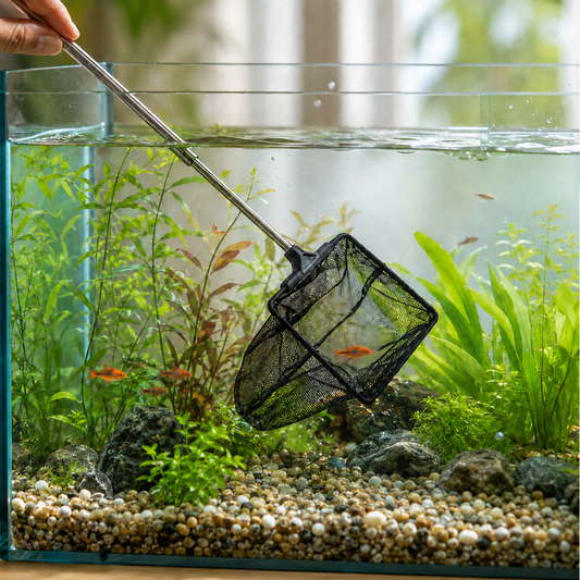 Extendable Fine Mesh Aquarium Net for Safe Transfers