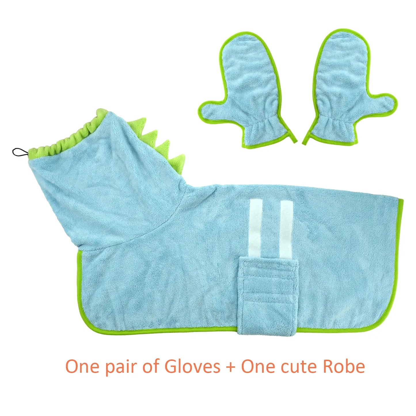 Quick-Dry Dog Bathrobe & Towel Set - Adjustable Microfiber Robe with Drying Gloves for Cozy Grooming & Beach Fun