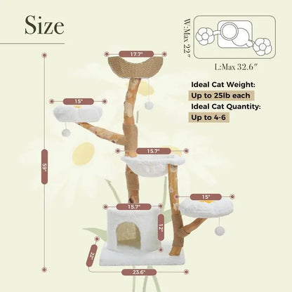 Elegant 59-Inch Luxury Wood Cat Tree with Condo & Hammock - Perfect Christmas Gift for Indoor Cats!