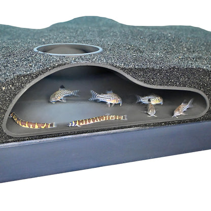 Natural Curve Aquarium Underground Tunnel Cave - Perfect Hideout for Fish & Shrimp, Ideal for Corydora Catfish, Kuhli Loach, Clown Loach, and Pleco