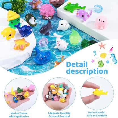 Adorable Miniature Fish & Aquatic Decorations for Fish Tanks - 20/50 Pcs Cute Animal Shapes for Home & Office Micro Landscapes