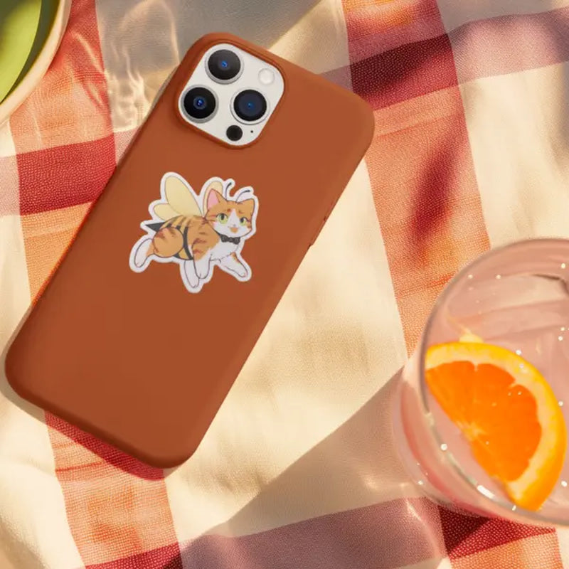 Adorable Orange Cat Bee Costume Sticker - Perfect for Cat Lovers!