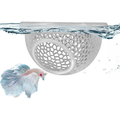 Floating Betta Hide & Shrimp Cave - Multi-Functional Hammock and Feeding Ring for Betta Fish, Shrimp & Small Aquatic Pets