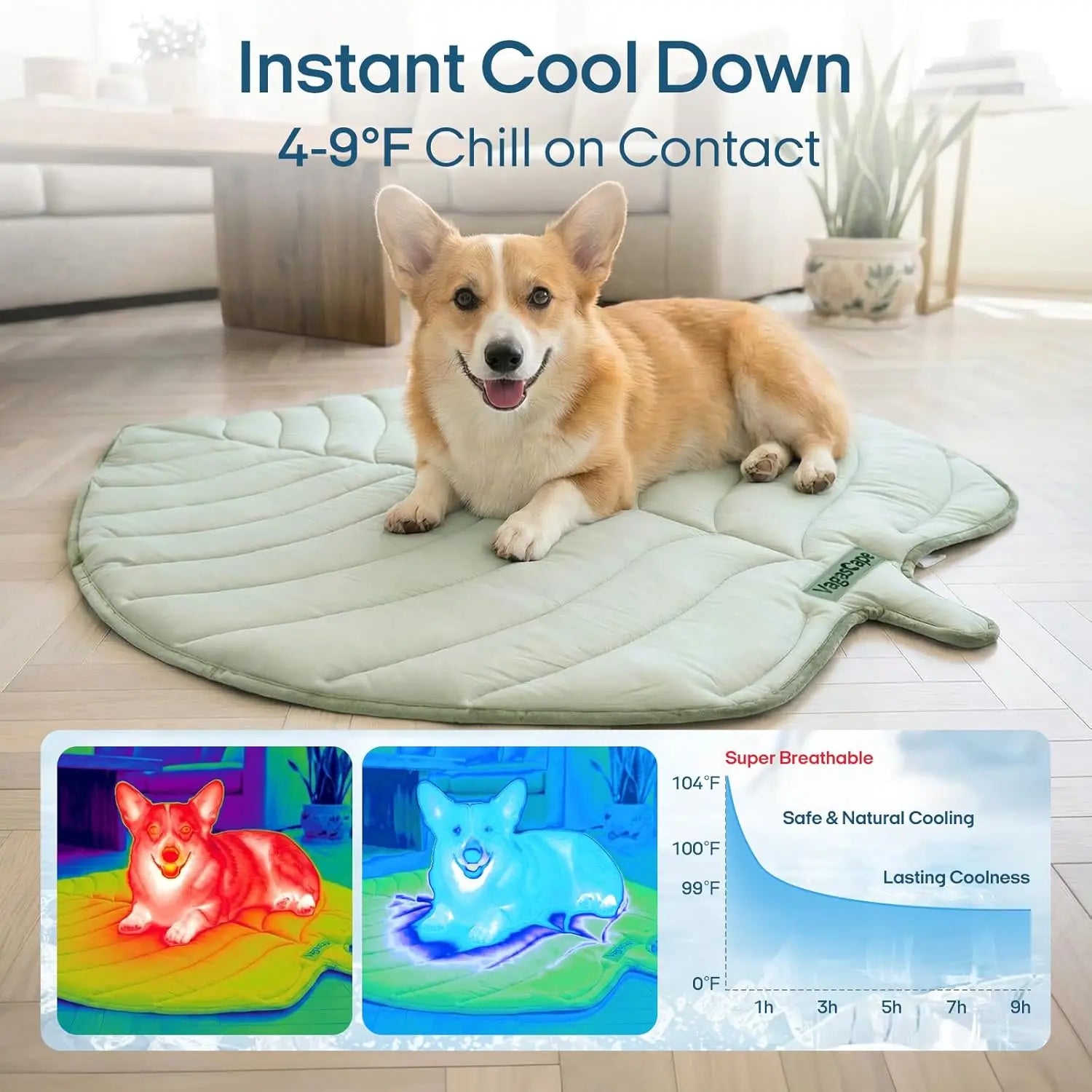 Vagascape Eco-Friendly Cooling Pet Mat - Portable & Durable Cooling Pad for Large Dogs and Cats, Perfect for Outdoor Adventures, Camping, and Crate Use, Machine Washable, No Gel Needed