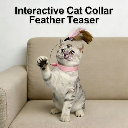 Feather Fun Indoor Cat Toy Set - Adjustable Collar, Teaser Wand & Kicker for Active Play and Training