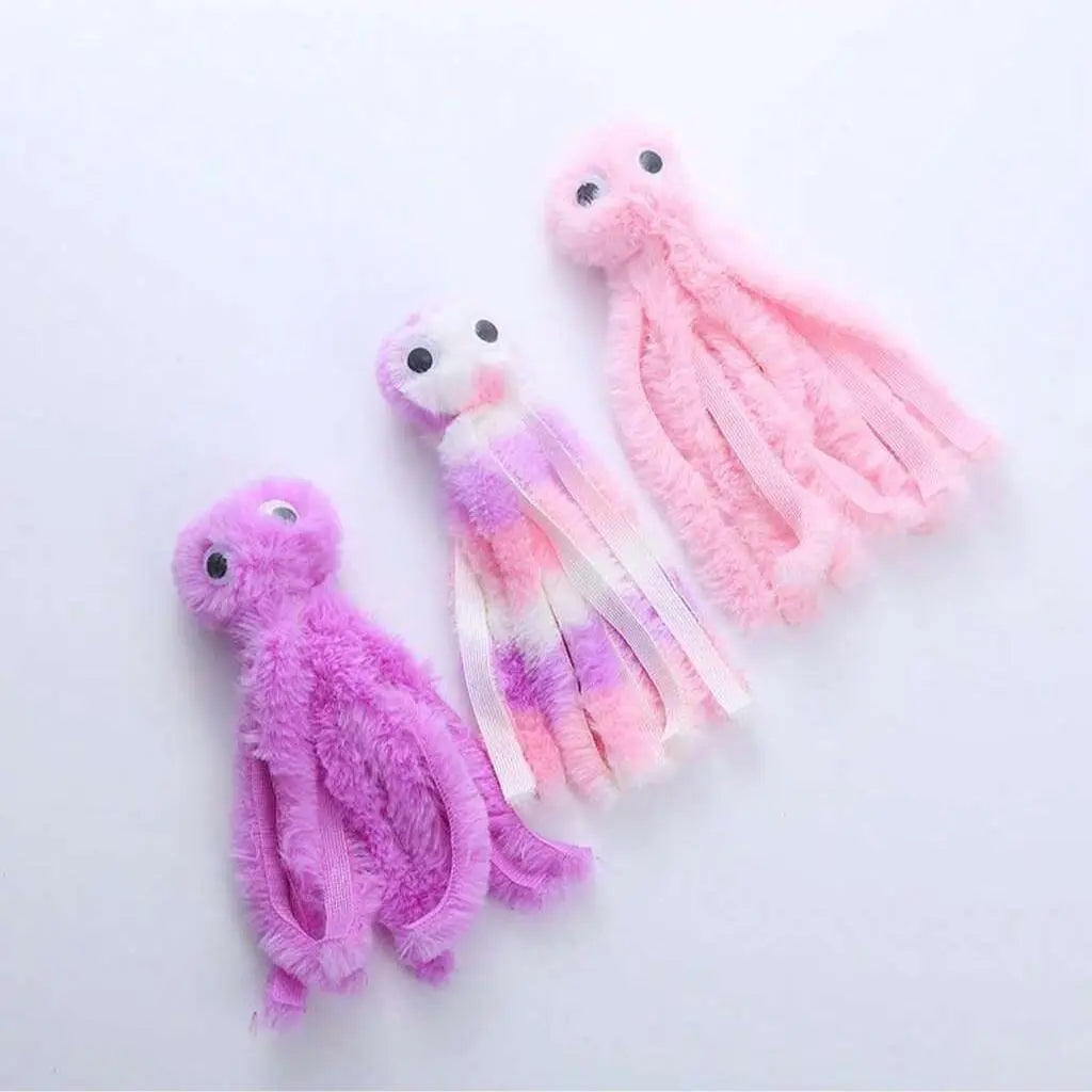 Adorable Cartoon Octopus Cat Toy - Durable Plush Teaser & Chew Toy for Cats & Dogs (Available in 1 or 3 Count)