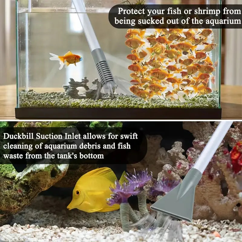 Premium Fish Tank Vacuum Gravel Cleaner - Multi-Functional Hand Siphon Pump for Easy Aquarium Water Changes & Debris Removal