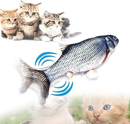 Interactive Automatic Plush Fish Cat Toy - Touch-Sensitive USB-Powered Puppet for All Breeds