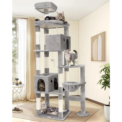 Ultimate XXL Cat Tree - 83 Inch Indoor Tower for Large Cats, Heavy Duty Design with 9 Posts - Dark Grey