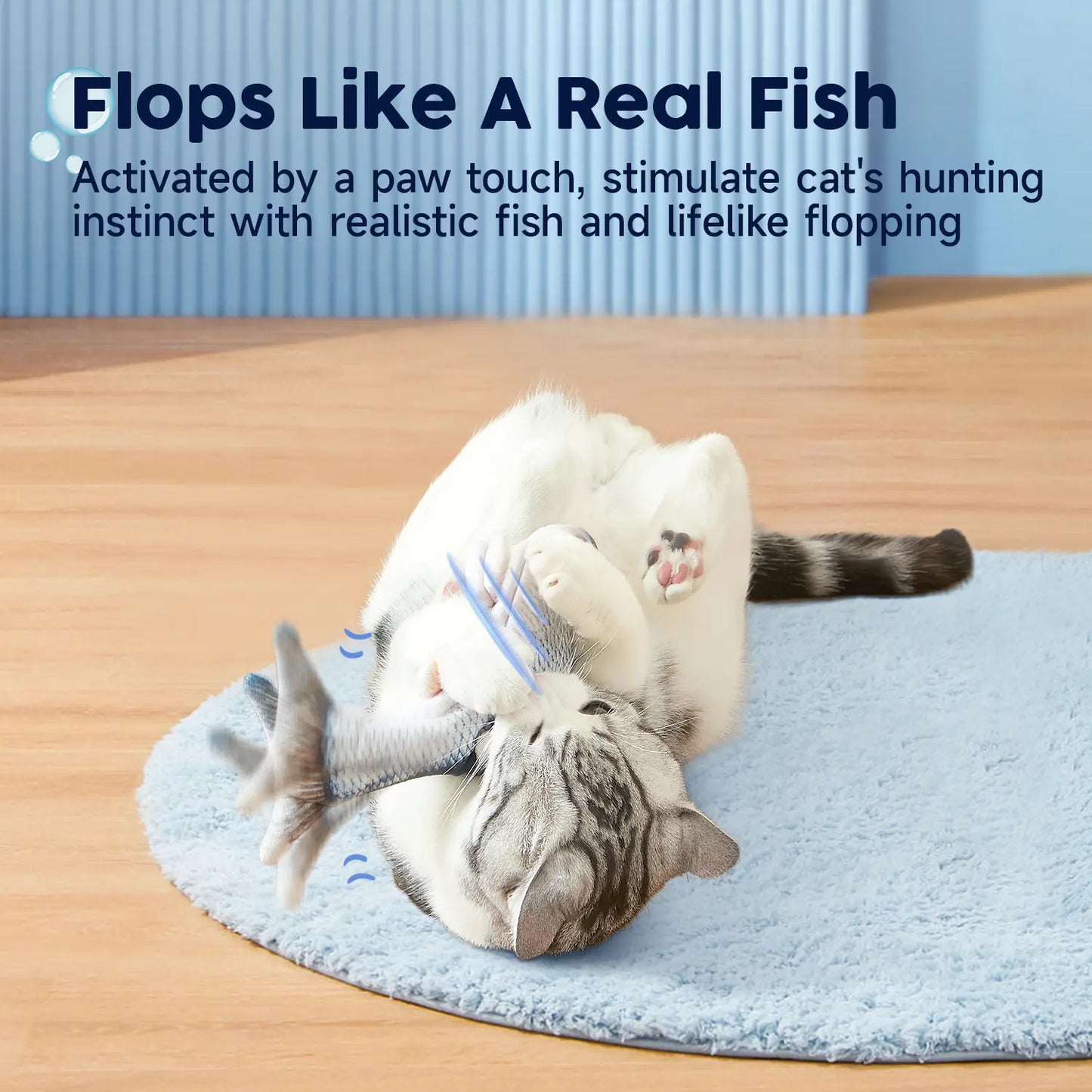 Flapping Flopping Fish Cat Toy - Interactive Motion Kicker for Cats & Small Dogs, Perfect for Playtime Fun!