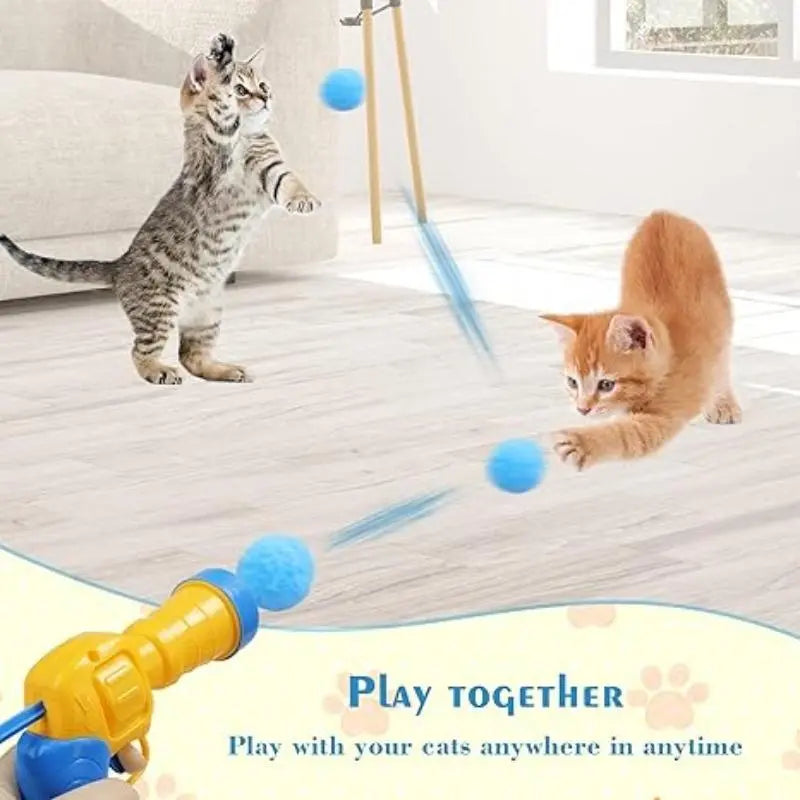 Cat Toy Ball Launcher Set - Colorful Fun for Indoor Play and Self-Entertainment!