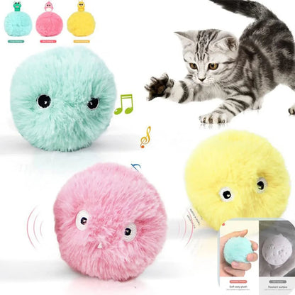 Engaging Cat Training Toy: Interactive Plush Squeaky Ball for Fun and Play!