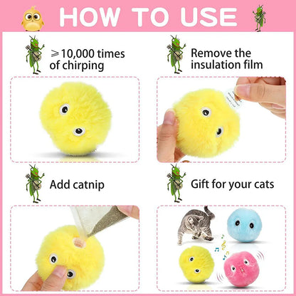 Engaging Cat Training Toy: Interactive Plush Squeaky Ball for Fun and Play!
