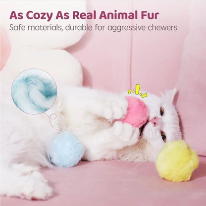 Engaging Cat Training Toy: Interactive Plush Squeaky Ball for Fun and Play!